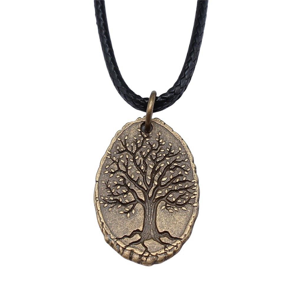 Antieke Levensboom Hanger Ketting Natuur Boho Statement Sieraden 45cm Leren Ketting