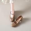 Modische Damenschuhe im exquisiten französischen Stil mit klobigem Absatz - Herbstliche Sandalen mit quadratischer Zehenpartie, kleinem Charme, modisch, Business-Casual