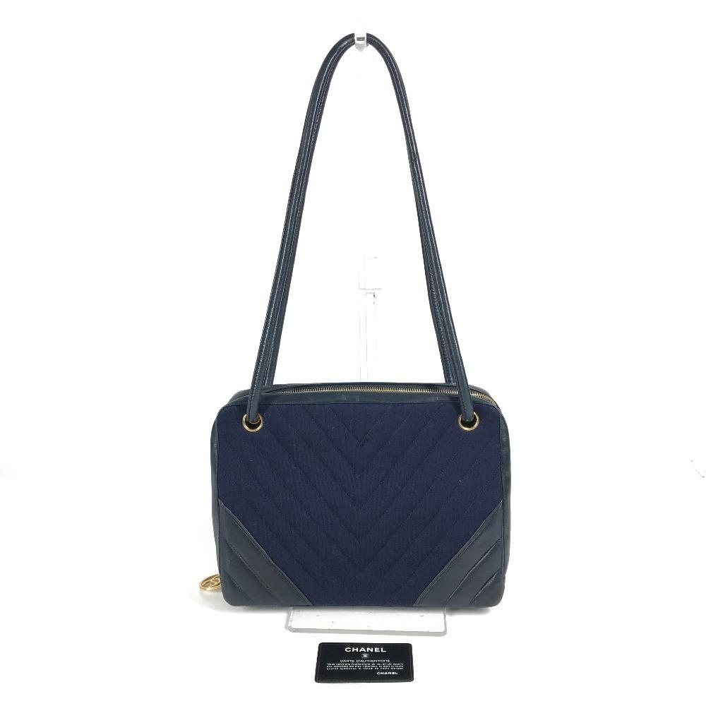 CHANEL vintage Quilted shoulder bag Shoulder Bag Jersey / Leather Navy