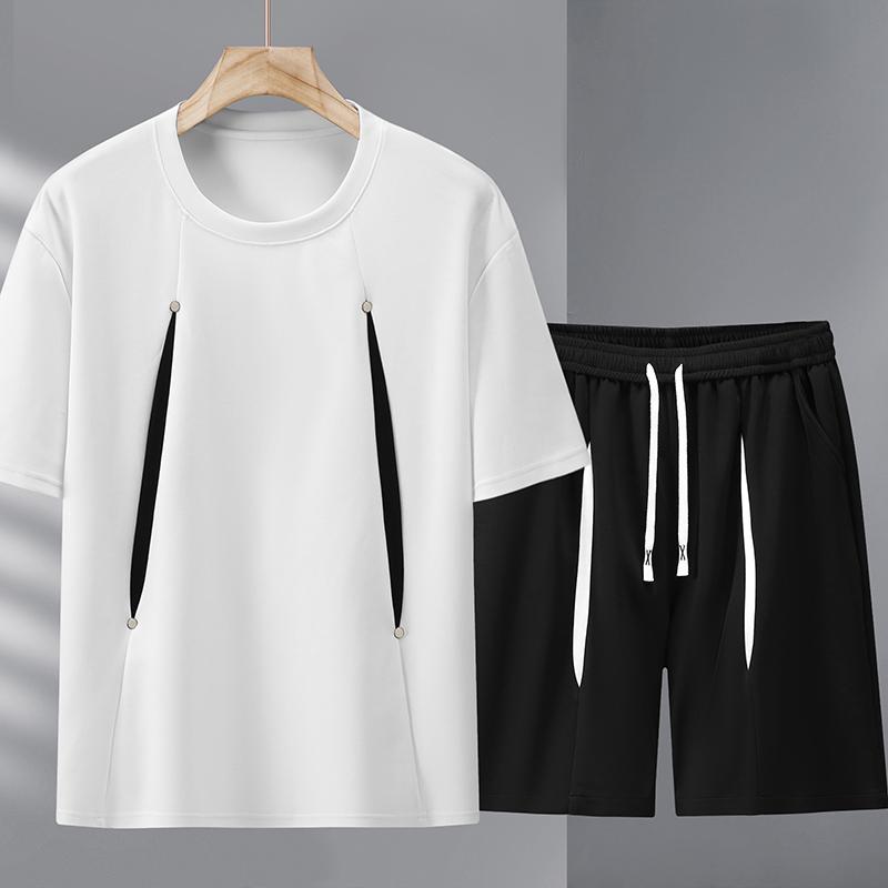 Plus Size 4XL-11XL Oversized Shorts Sets Summer T-shirt Vintage Clothes Men's 2 Pieces Set