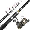 Fishing Rod and Reel Combos Telescopic Fishing Pole with Spinning Reel Combo Kit Fishing Line Lures Hooks Swivels Set