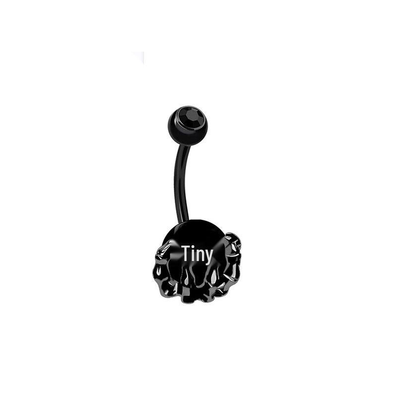 Multi-Color Turquoise Belly Button Ring with Skull and Ball Design