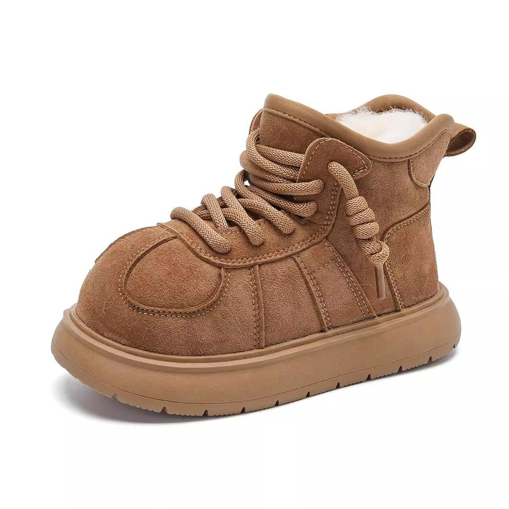 Winter Warm Snow Boots for Girls Thickened Fleece Lining Plush Cotton Shoes Children's Fleece-lined Cotton Boots Boys' Non-slip Soft-soled Loafers
