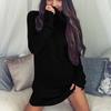 Women Warm Knitted Jumper Mini Dress Ladies High Neck Chunky Winter Sweater Top