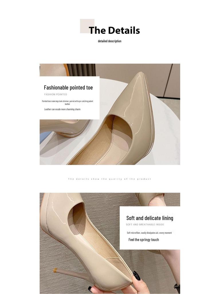 Korean Style Patent Leather Stiletto Heels - Sexy, Pointed Toe, Women's Fairy Style Shoes