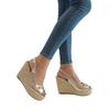 Gold Platform Shoes Women Wedge Heels Peep Toe Elegant Ladies Party Evening Shoes Espadrille Wedge Heel 10cm Plus Size 42