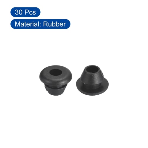 uxcell 30pcs Rubber Grommets, 4mm Inner Diameter, 6mm, Drilled Hole, Double-Sided Cavity Firewall Hole Plug, Round Electrical Wiring Gasket, Black