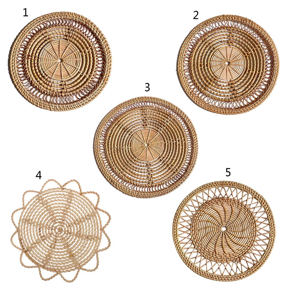 Hollowed Out Nordic Woven Wall Hanging Bamboo Woven Rattan Wall Basket Decor Delicate Workmanship Desktop Decoration