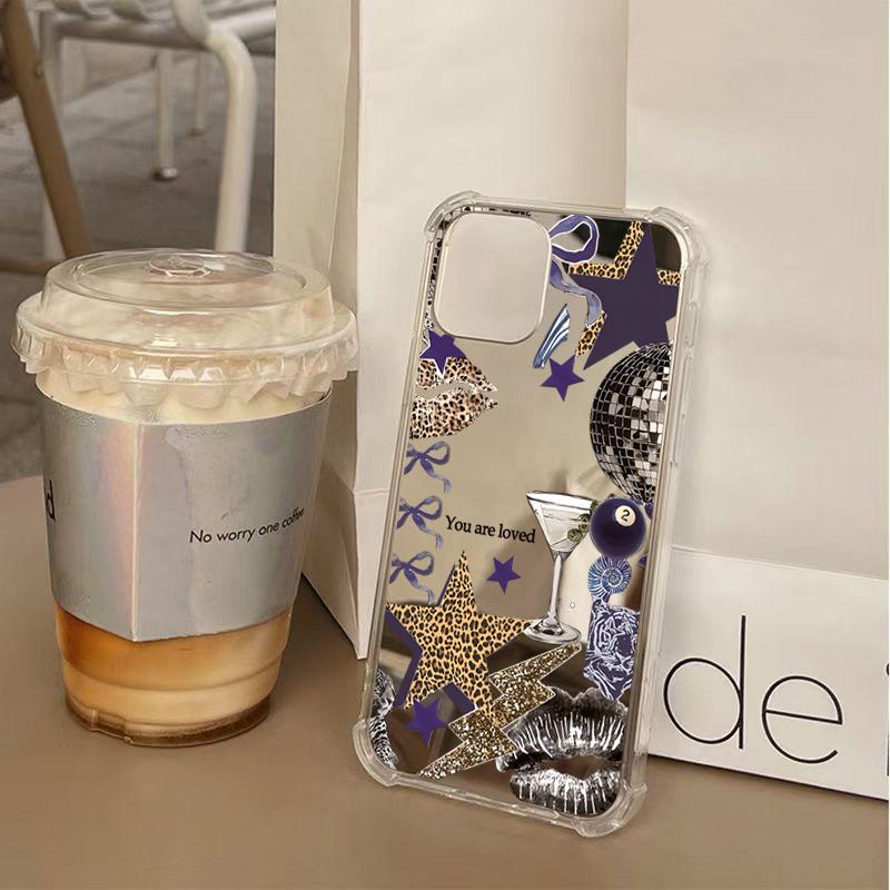Rotating Lanterns Bowknot Pattern Mirror Acrylic Phone Case For iPhone 16 15 14 13 12 11 Pro Max X XR 7 8 Plus Shockproof Cover
