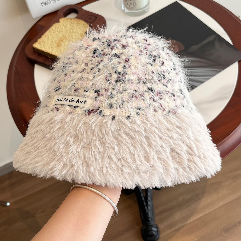 Fisherman Hat Women's Autumn and Winter Thickened Sweet Dopamine Color Matching Casual Face Showing Small Bucket Hat Versatile