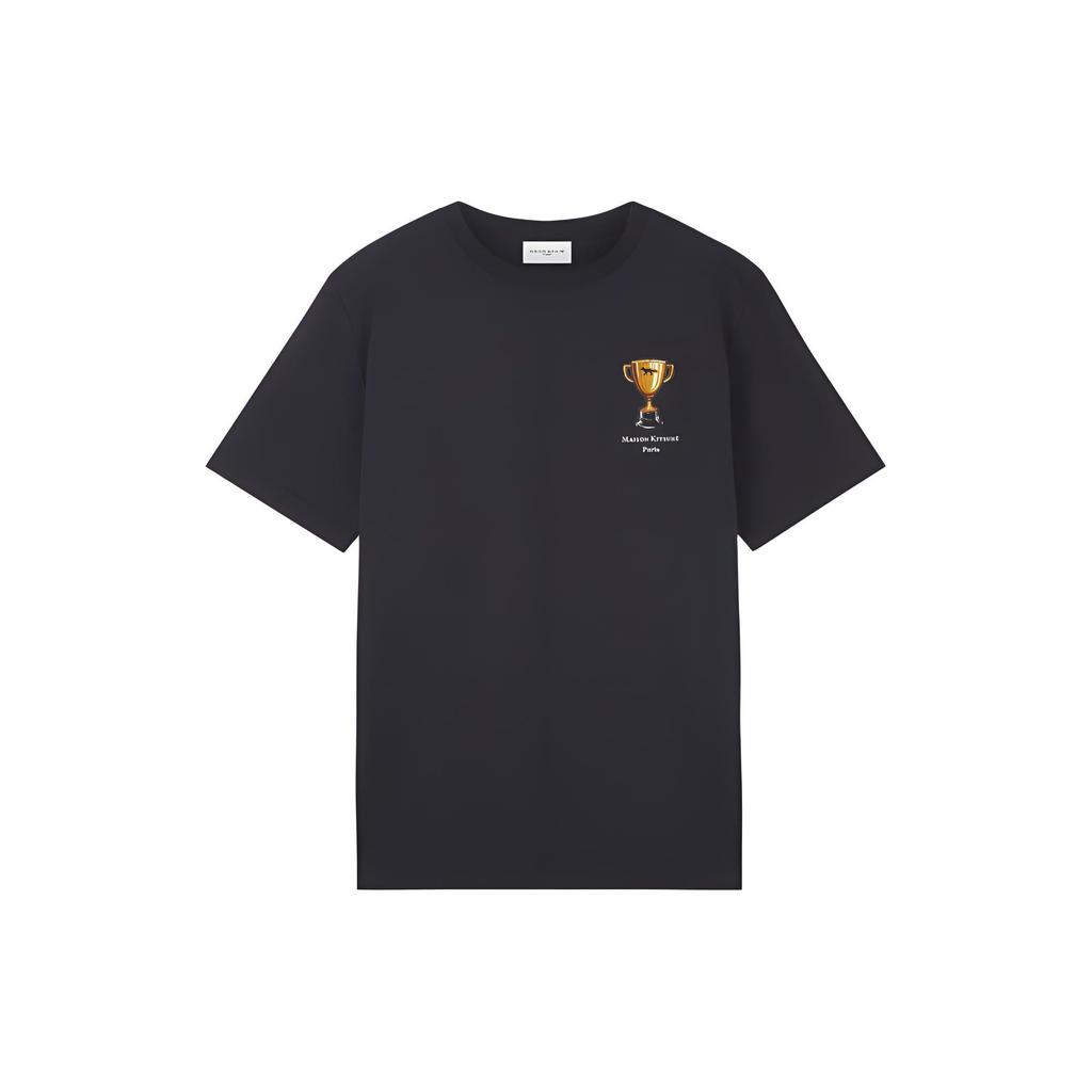 Maison Kitsune Round Neck Logo Print Short Sleeve T-Shirt Men T-shirts Black LM00124KJ0118-P199