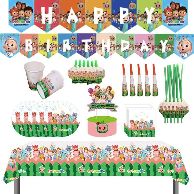 Disposable Supplies Party Tableware Plate Banner Napkin Cake Topper