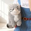 Grey Squatting Manul Doll Plush Toy Stuffed Wild Animal Stripe Spotted Fluffy Plushie Appeasing Companion Gift
