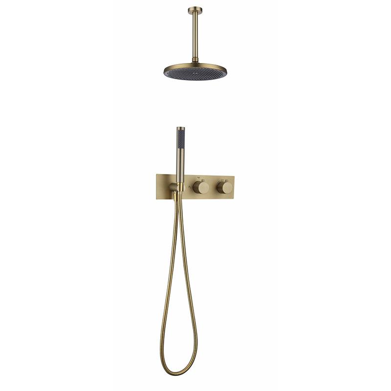 Bathroom Shower Faucet Set Brass Wall Mounted Gray Rainfall style Shower Brush Gold /Gray Finished 2 Functions Shower Faucet
