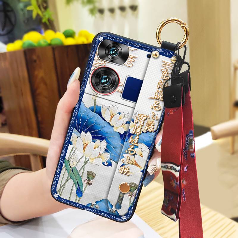 Lanyard Fashion Phone Case For ZTE Nubia Z60 Ultra For Mom Shockproof Protective Anti-knock Kickstand Chinese Style Ring