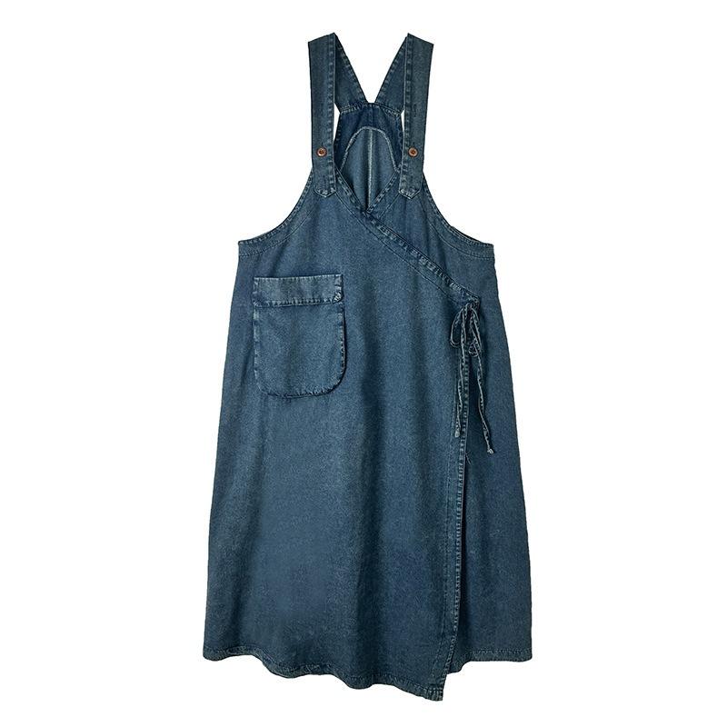 Gonna a salopette in denim retrò da donna per primavera, autunno ed estate, vestito ampio taglie forti