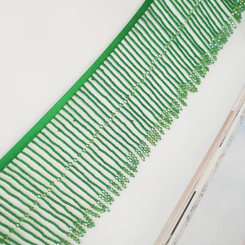 45Cm Long Tassel Crystal Fringe Tassel Trim Ribbon Dance Costume Dress Fabric Diy Trim Ribbon Beaded Sewing Tassel 15Cm Width