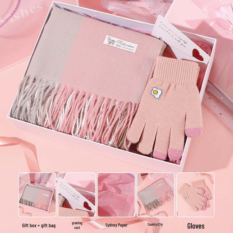 Autumn Winter Gift Set: Scarf & Insulated Cup for Her Birthday