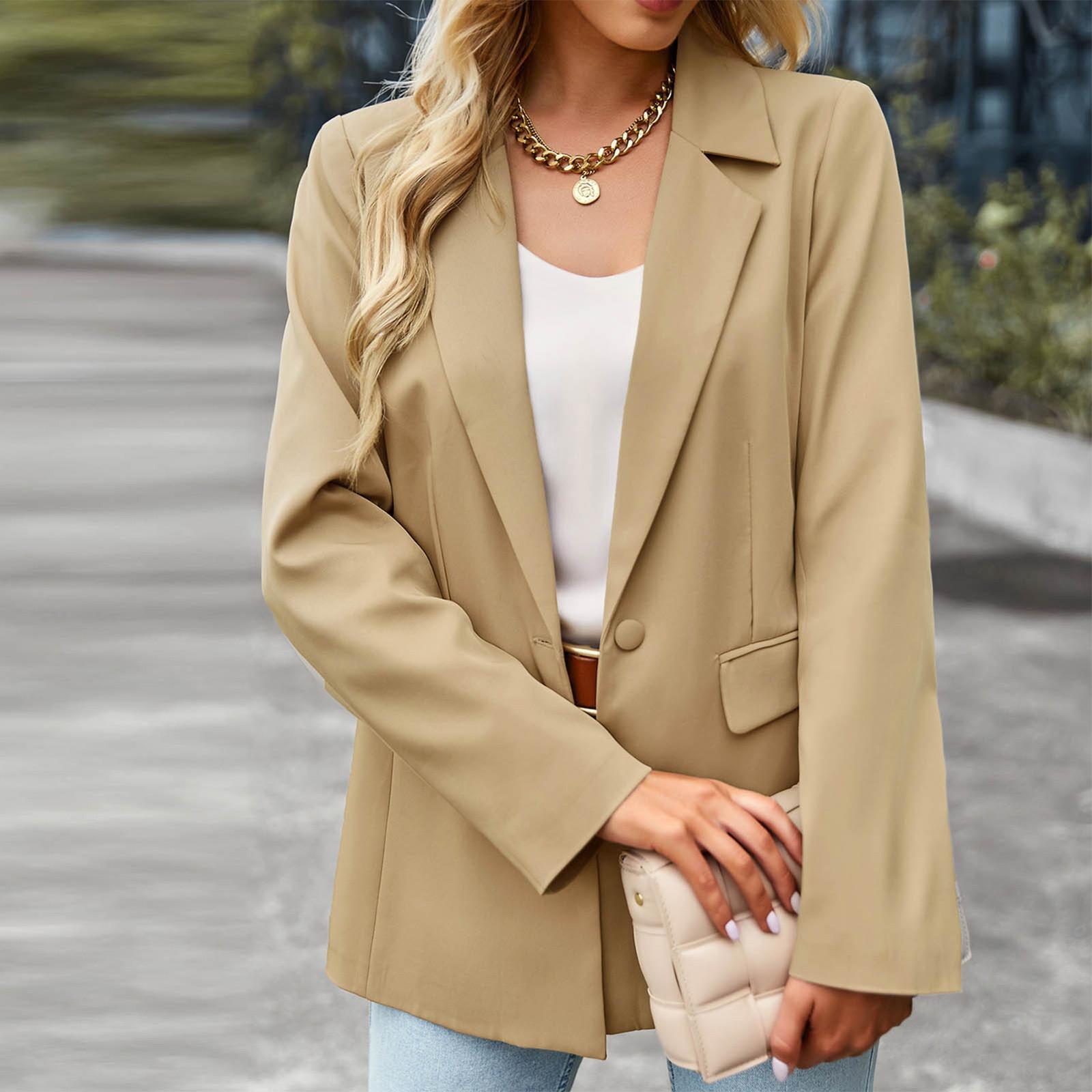 

Женский модный повседневный маленький пиджак с длинными рукавами, официальная одежда XL хаки