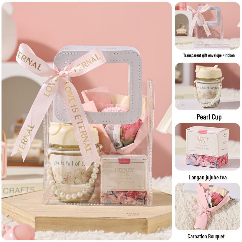 Pink Pearl Glass Cup Gift Set