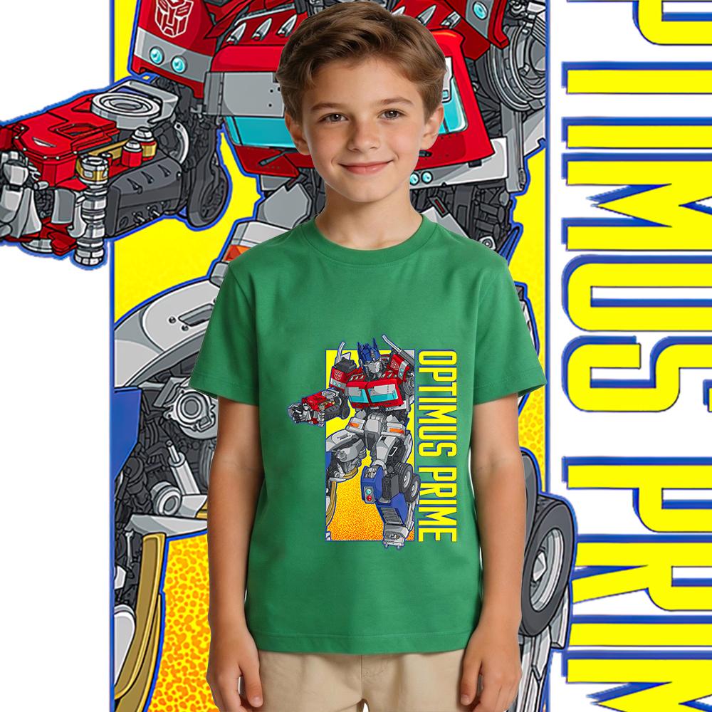 Transformers Optimus Prime Heroic Stance Print  T Shirt Boys Girls Kids Casual Tee Top Soft Breathable