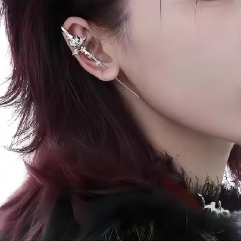 Rose Thorns Heart Stud Piercing Ear Cuff Needle Party Wear Earring for Trendy Women Music Festival Accessories