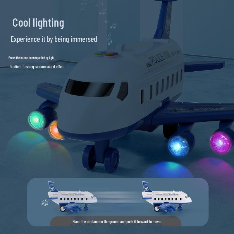 Children's Inertial Airplane Catapult Track with Golden Car and Music for Early Education
