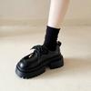 Pantofi mici din piele cu șireturi cu cap mare pentru femei, toamnă, platformă nouă, versatili, stil colegial britanic, mocasini retro