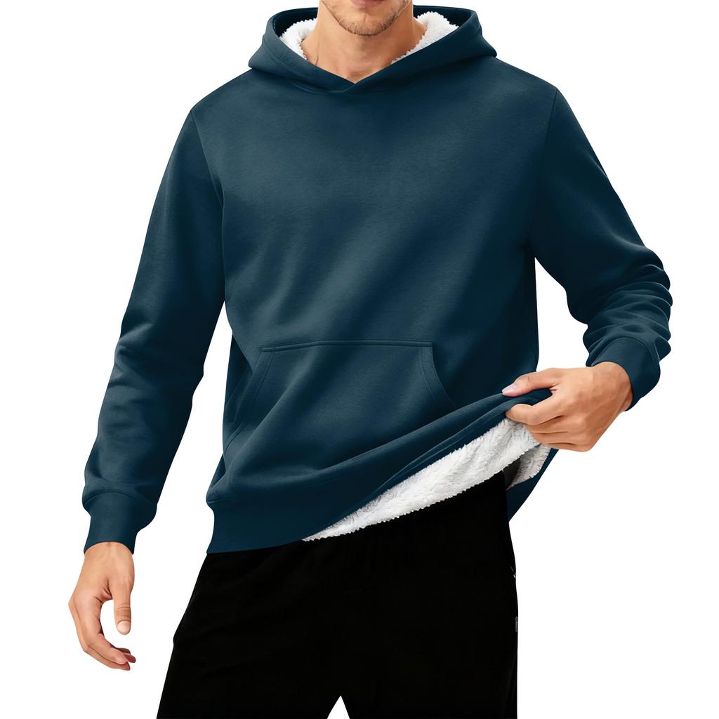 Men's Hooded Fleece-Lined Thick Warm Sweatshirt