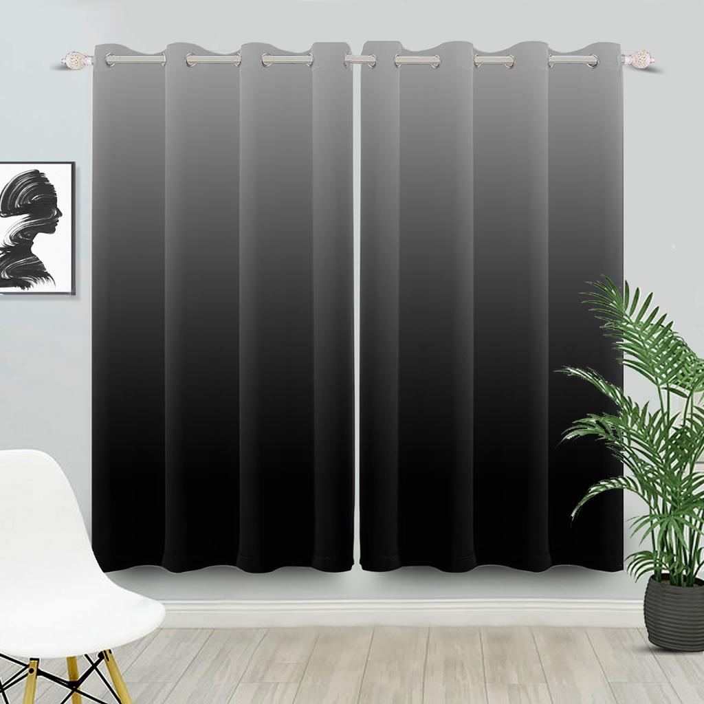Modern Solid Color Gradient Curtains Minimalist Style Interior Living Room Sizes Curtain Darkening For Area Made Of Polyester