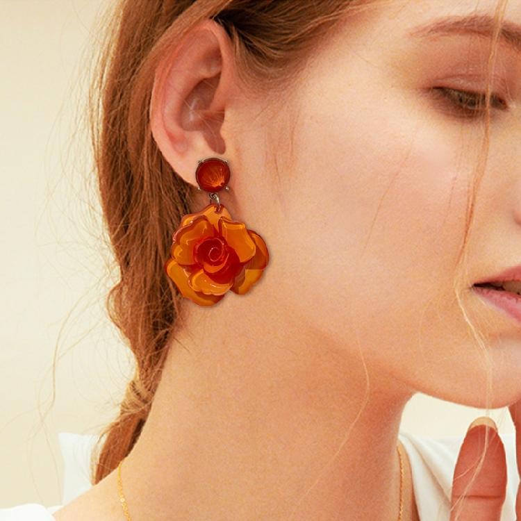 Classy Floral Drop Earrings Jewelry Sophisticated Rose Dangle Earrings Portable Drop Ear Studs for Various Occasions