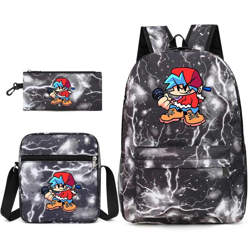 Classic Popular Friday Night Funkin Printed 3pcs/Set Pupil School Bags Laptop Daypack Backpack Inclined Shoulder Bag Pencil Case