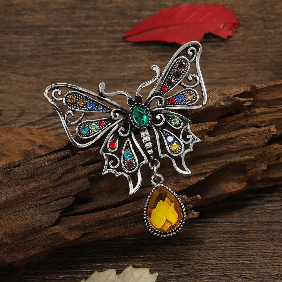 SKEDS Women Luxury Full Rhinestone Butterfly Brooches Pins Vintage Classic Crystal Insect Series Pin For Lady Party Jewelry