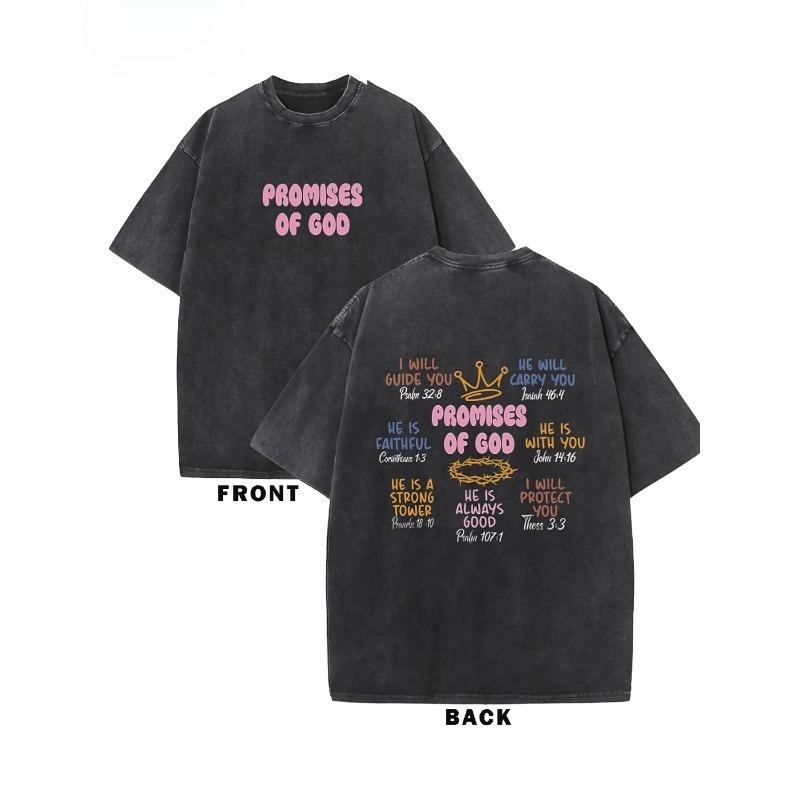 

European sizes Men S Vintage-Style T-Shirt | Promises of God Dual-Sided Print | Round Neck, Short Sleeves | Multi-Color Pastel Design S