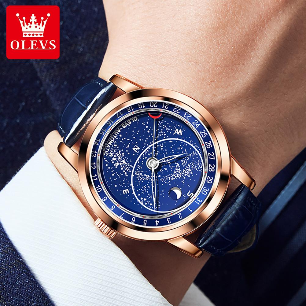 OLEVS New Business and Leisure Watch Automatic Mechanical Starry Sky Second Dial Luminous Men's Watch