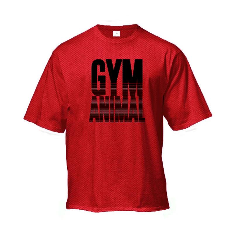 Muscleguys Gym Animal Running T-shirts Mens Oversized Drop Shoulders Half Sleeve T Shirt Summer Quick Dry Mesh Clothing Fitness Loose Shirt