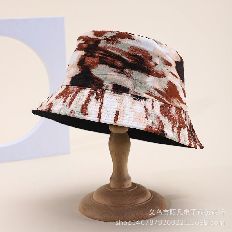 Doodle letter double-sided bucket hat, European and American fashionable casual sunshade hat, men's and women's spring/summer outing pot hat