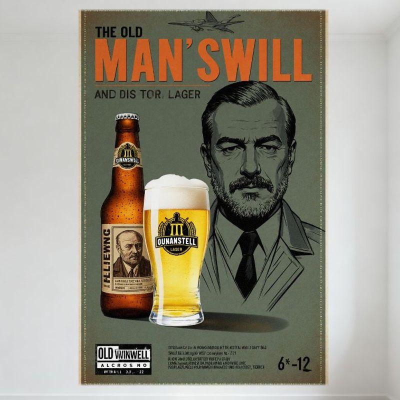 

Vintage The Old Man’s Will and Dis Tor Lager Beer Metal Tin Sign, Retro Pub Bar Man Cave Wall Decor with Old Man Illustration & 20x30cm（7.8x11.8inch）