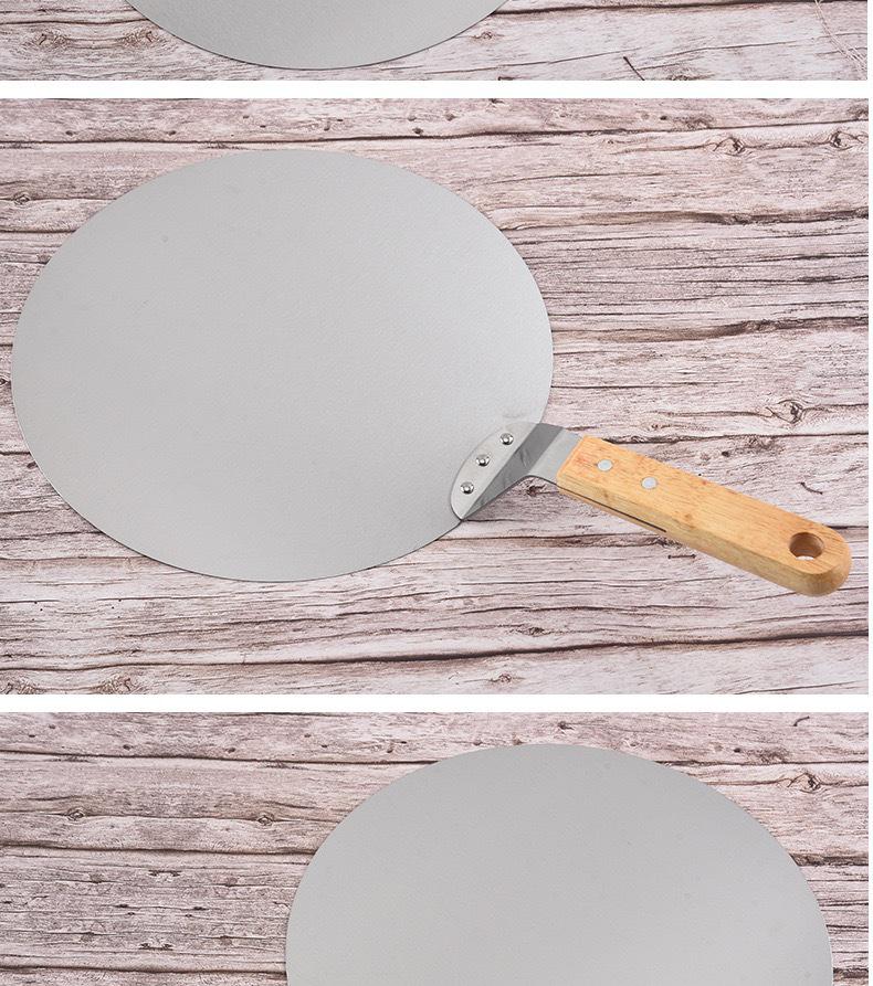 Stainless Steel Pizza Peel with Wooden Handle - Kitchen Baking Tool