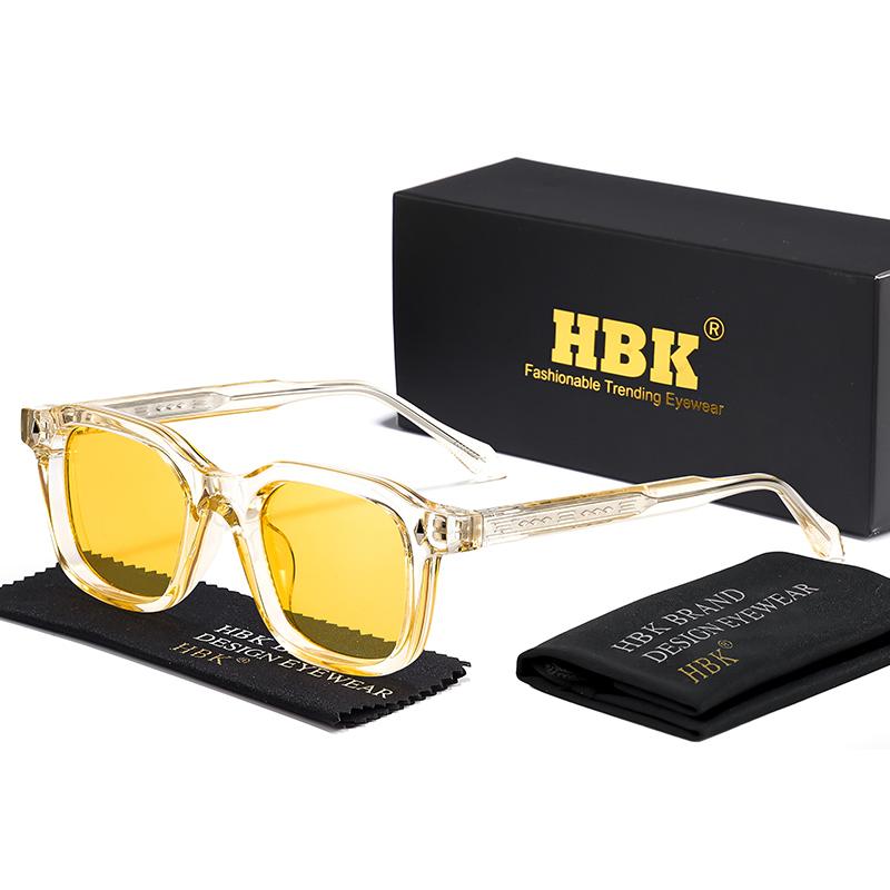 HBK Occhiali da Sole Quadrati Eleganti da Uomo Montatura alla Moda Aste con Punte Vintage Occhiali da Viaggio Business Party Regalo UV400