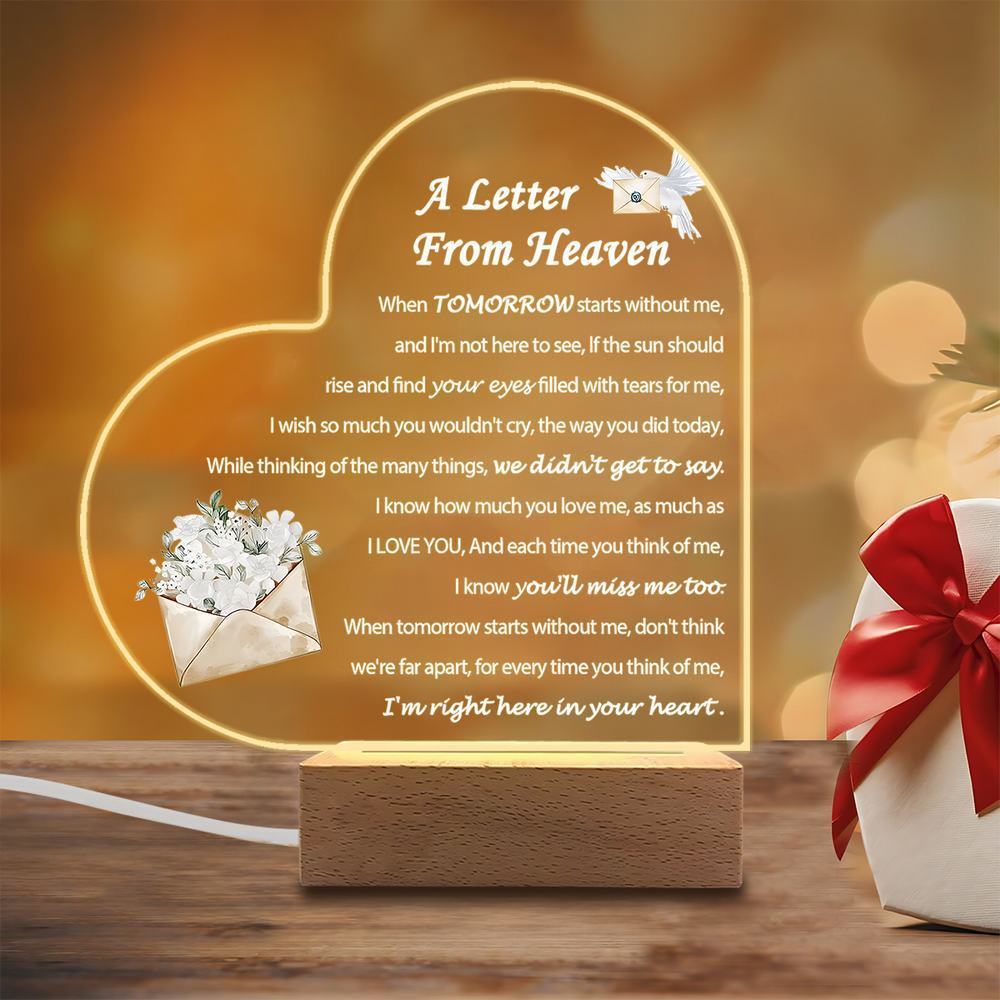 FGYKL-C-DM16841PC Acrylic Luminous Ornament Photography Accessories, USB Base, Memorial Condolence Gift, Heaven Letter Figurines