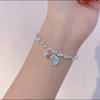 Bracelet en Argent Cassé pour Femmes Luxe Léger Design de Niche Caractère de Bénédiction Paix Argent Cassé