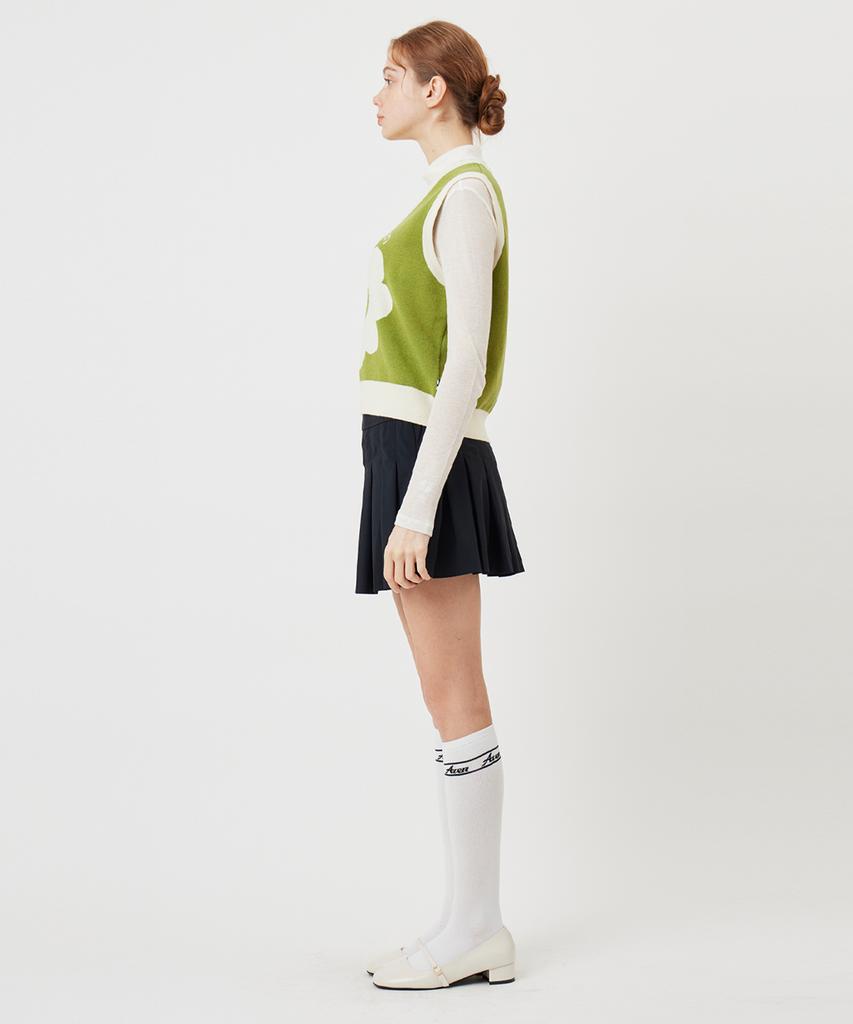 AVEN Paula Garden Flower Knit Vest Green