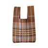 "Niche Colorful Plaid Knitted Shoulder Tote - Large Capacity Versatile Handbag"