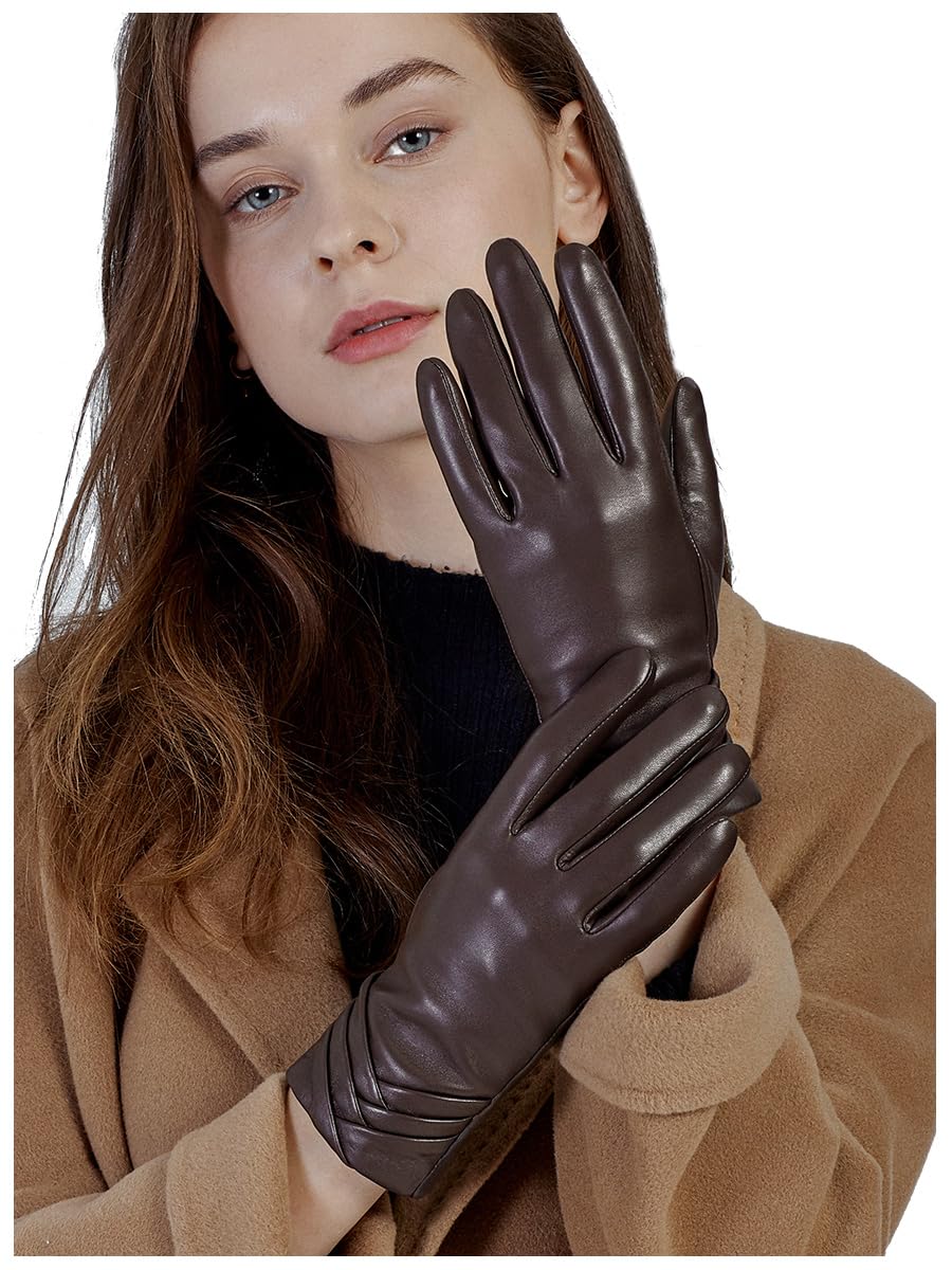 

GSG Leather Smartphone Perfect for Size 13150 Women s Gloves, Compatible, Touchscreen, Driving, Winter, Warm, Motorcycles, Brown, L/8,