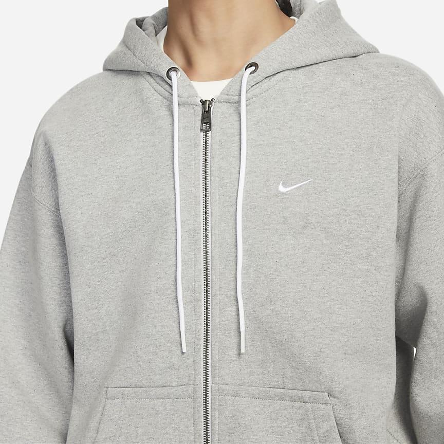 Nike Logo Embroidered Zip Hoodie Jacket Men Outerwear Grey DR0404-063