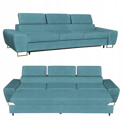 Sofá cama 3 lugares reclinável com f. Móveis de dormir Bosso Family em veludo azul
