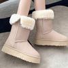 Fur and Fur Integrated Snow Winter New Style with Plush Insulation Medium Long Tube Thick Soled Short Boots Cotton Shoes