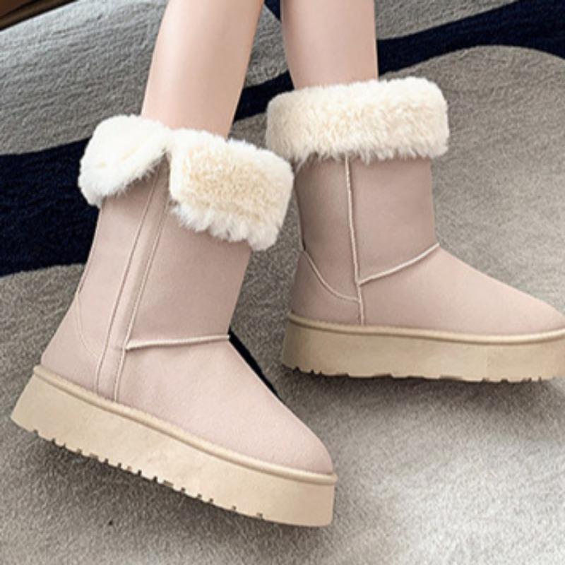 Fur and Fur Integrated Snow Winter New Style with Plush Insulation Medium Long Tube Thick Soled Short Boots Cotton Shoes