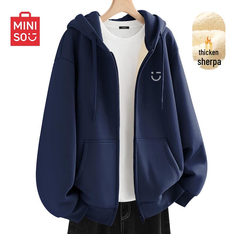 Мужская флисовая куртка с капюшоном на молнии в американском стиле MINISO 4XL